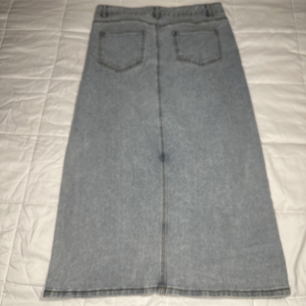 Blue B Collection Denim Skirt Fringe Beaded Glitter Rhinestones Medium - Picture 9 of 10